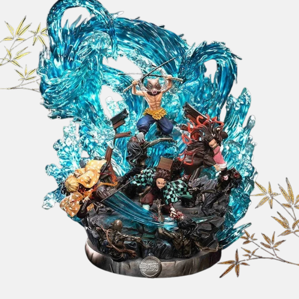 Figurine Tourbillon Bleu – Tanjiro, Nezuko, Zenitsu & Inosuke