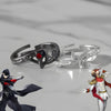 Bague noire Goro Akechi avec pierre rouge et masque