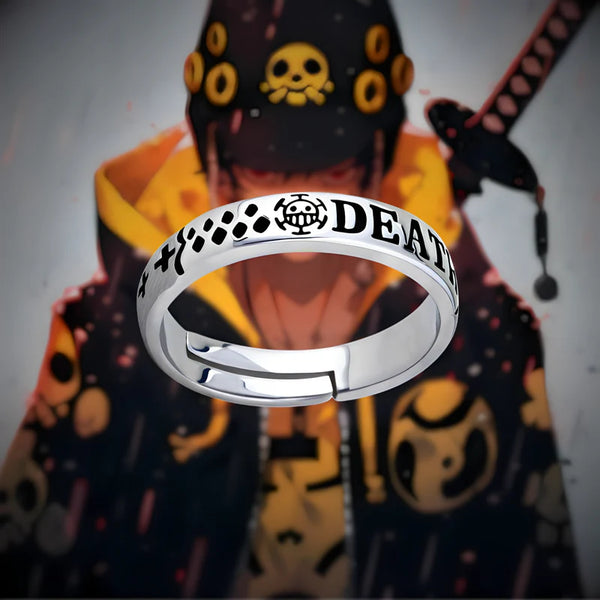 Bague Trafalgar Law ajustable en titane, design Death gravé