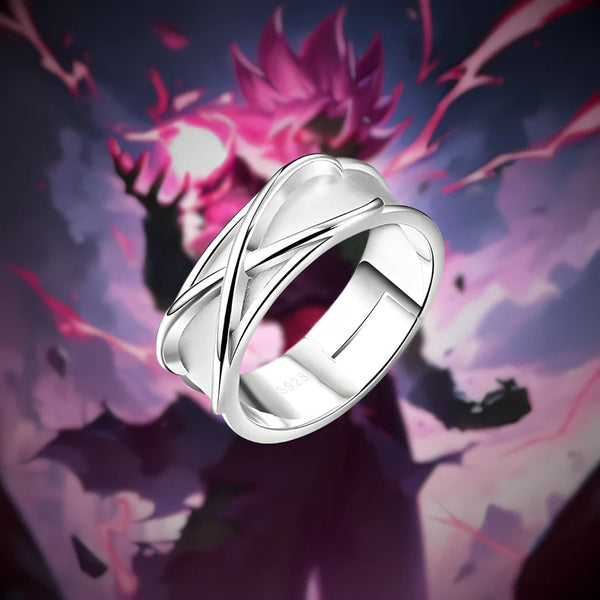Bague Zamasu du Temps en argent vue de face sur fond blanc