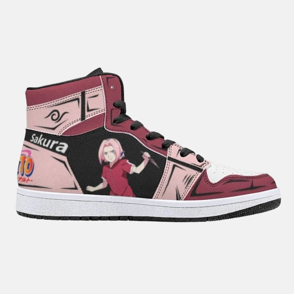 La paire de baskets Hinata Hyūga, montrant les détails de la chaussure gauche et droite.