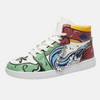 Paire de baskets montantes inspirées du Souffle de l'Eau, montrant le design de vague de l'anime Demon Slayer.