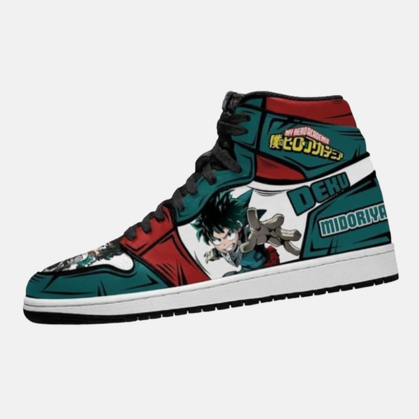 Paire de baskets montantes inspirées de Trunks du Futur, montrant le design de sa tenue de Dragon Ball Z.