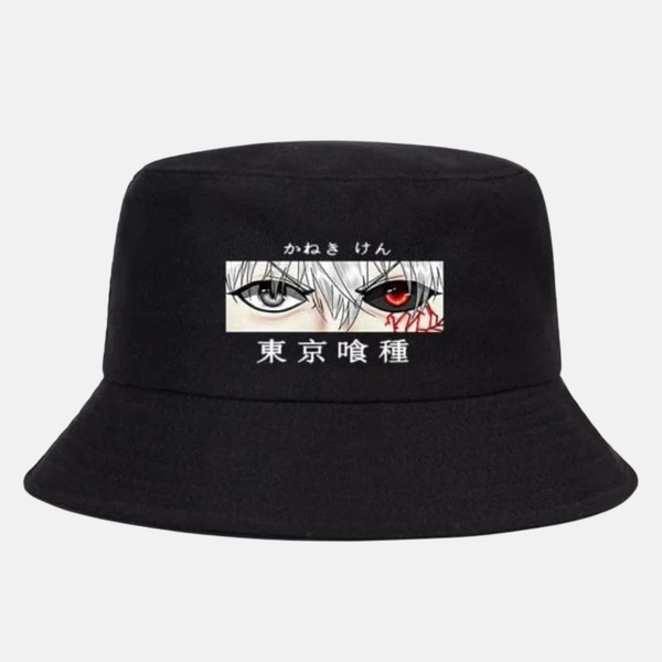 Bob noir avec un design graphique de Ken Kaneki aux cheveux blancs ("Shironeki") sur le devant.