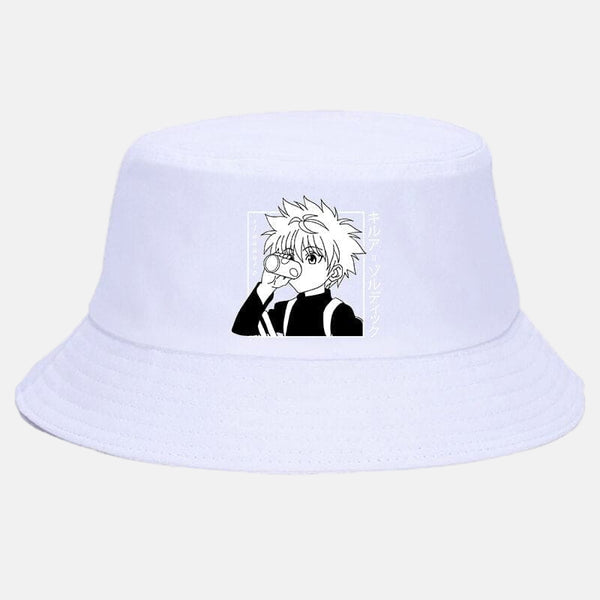 Bob blanc avec le portrait graphique de Kirua Zoldyck