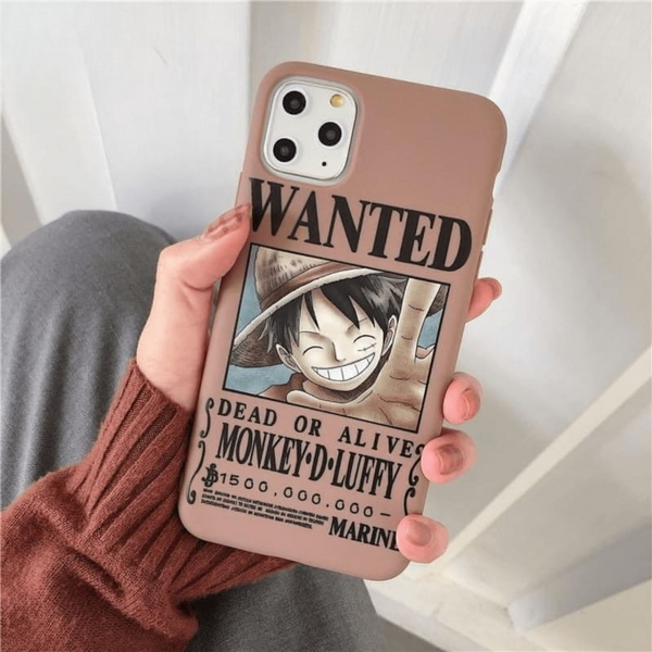 Coque pour iPhone avec le design du nouvel avis de recherche de Monkey D. Luffy en tant qu'Empereur, avec sa forme Gear 5.
