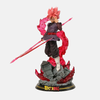 Figurine de Black Goku en Super Saiyan Rosé (Dragon Ball Super), en pose d'attaque sur un socle de débris, vue de face.