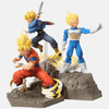 Figurine diorama Son Goku, Vegeta et Trunks 18cm - Pose de combat dynamique sur socle rocheux