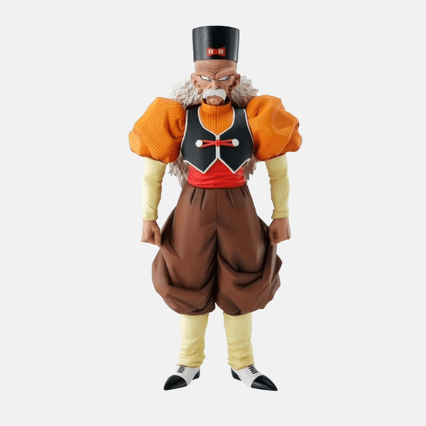 Figurine de Dr Gero (Cyborg N°20) de Dragon Ball Z, vue de face, montrant son cerveau sous son dôme de verre.