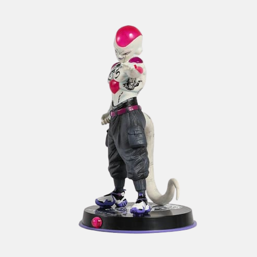 Vue de profil de la figurine Freezer Forme Finale 25cm, montrant sa queue et son armure biologique.