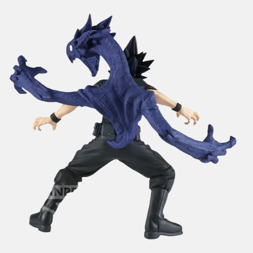 Plan rapproché sur la tête de corbeau de Tokoyami et les yeux jaunes perçants de Dark Shadow.