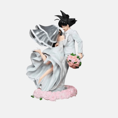 Vue de dos de la figurine mariage Goku et Chichi 25cm Dragon Ball Z.