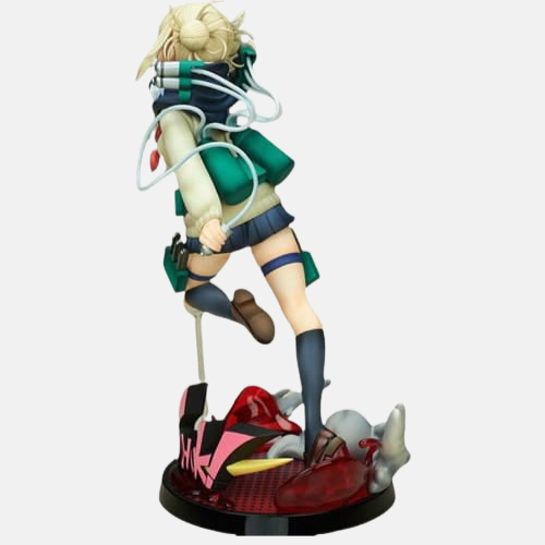 Vue latérale de la figurine de Himiko Toga "Shuk!", montrant les détails de son équipement de prélèvement sanguin.