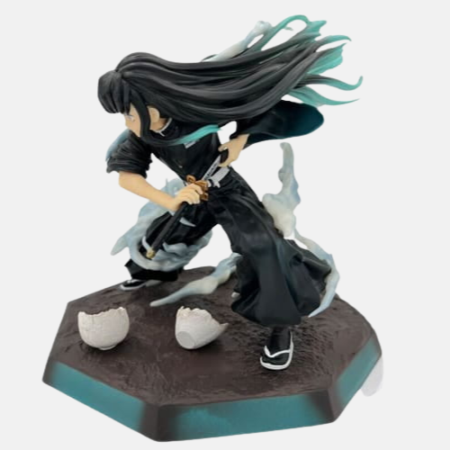 Vue de dos de la figurine de Muichiro Tokito en action.