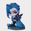 Figurine Nendoroid de Jinx (10cm) dans une pose dynamique, avec un sourire malicieux et tenant son mini-gun "Poiscaille".