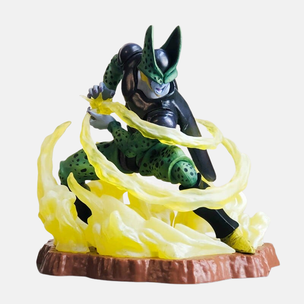 Gros plan sur le visage de Perfect Cell montrant l'expression confiante