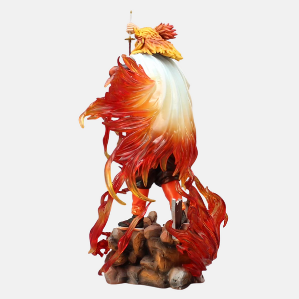 Vue de côté de la figurine Rengoku Phénix.