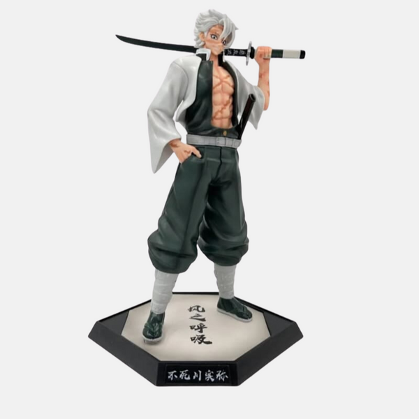 Figurine de Sanemi Shinazugawa, le Pilier du Vent de Demon Slayer, dans sa pose de Pilier officielle, main sur son sabre.