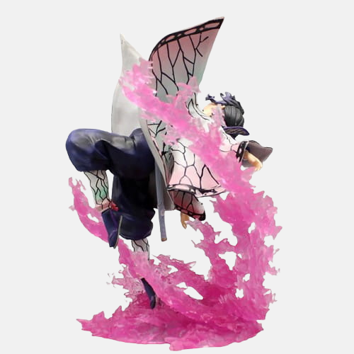 Vue de dos de la figurine de Shinobu Kocho montrant la composition florale.