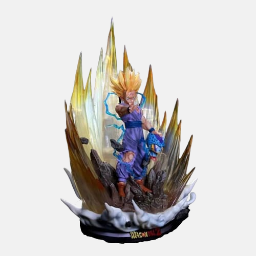 Figurine Son Gohan Super Saiyan 2 - Vue de profil accentuant l'aura électrique
