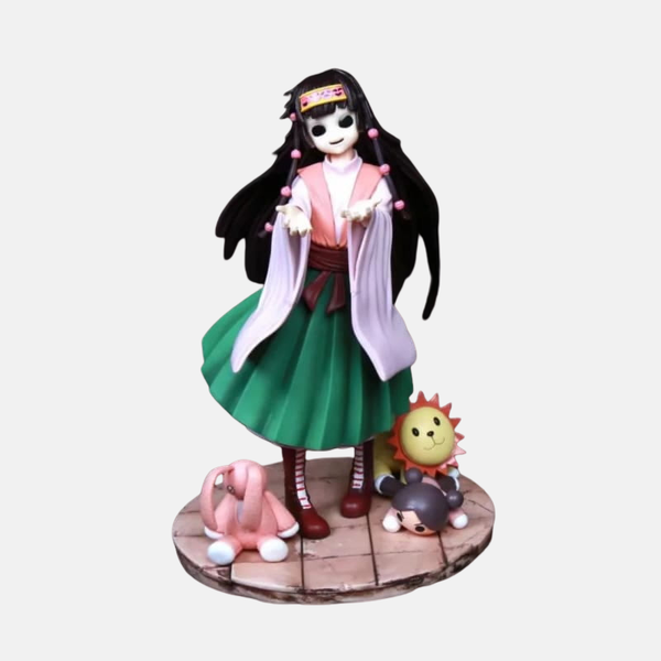 Figurine d'Alluka Zoldik (24cm), vue de face, dans sa tenue traditionnelle japonaise, avec ses cheveux longs et ses ornements.