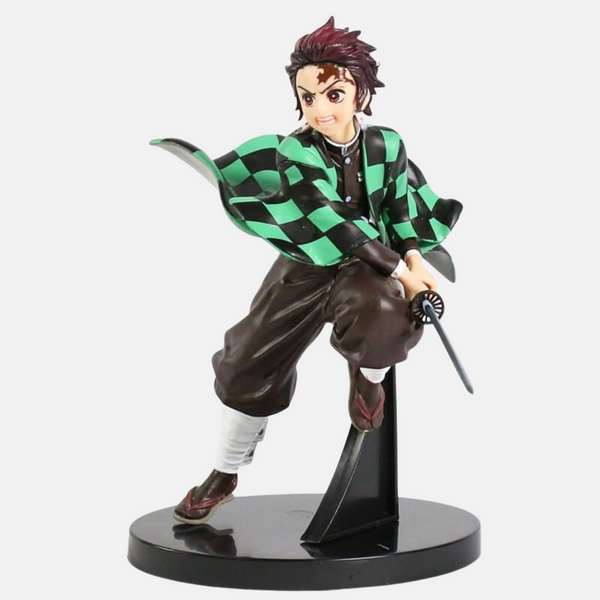 Figurine de Tanjiro Kamado, l'héritier du Souffle du Soleil de Demon Slayer, dans une pose héroïque, main sur son sabre.