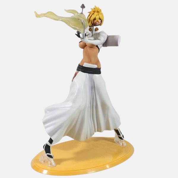 Gros plan sur le visage et le col de la figurine Tia Harribel.