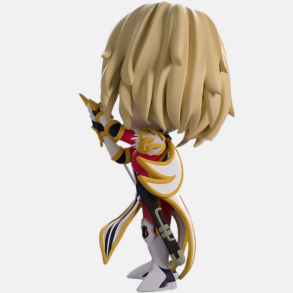 Vue de dos de la figurine vinyle de Cha Hae-In, mettant en avant les détails de sa chevelure et de son armure.