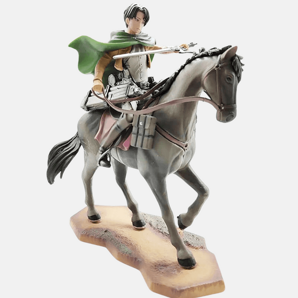 figurine L'Attaque des Titans 18 cm Levi à cheval avec socle désert