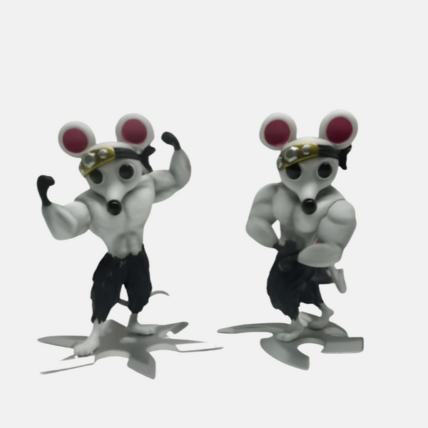 Set de figurines des Souris Shinobi musclées de Tengen Uzui de Demon Slayer, portant son bandeau.