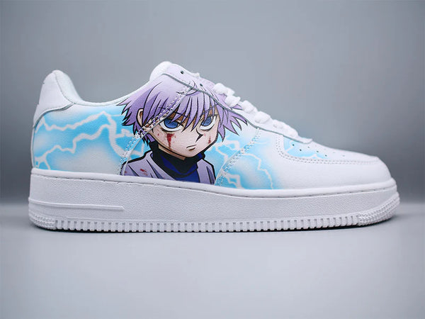 Baskets blanches Hunter X Hunter avec Killua Zoldyck en vue latérale gauche