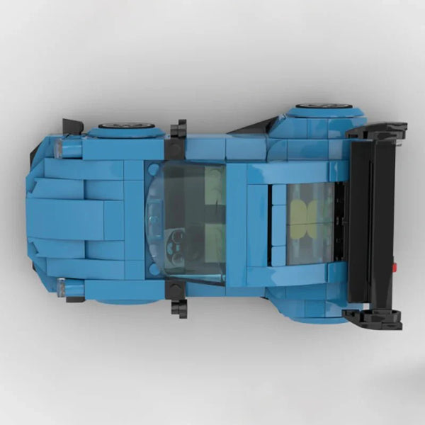 Vue de dessus du modèle de Porsche 911 (993) Liberty Walk en briques, montrant le toit et le capot.