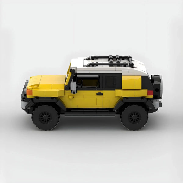 Variante de couleur jaune du kit de construction du Toyota FJ Cruiser en briques.