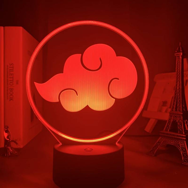 Lampe LED Akatsuki rouge vue de face, éclairage manga décoratif