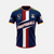 Vue de face du maillot de foot conceptuel d'All Might, montrant le design bleu et le blason "One For All".