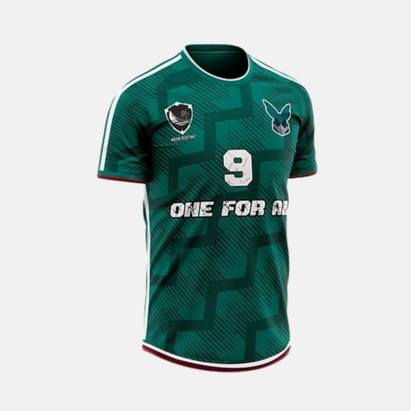 Vue de dos du maillot de foot d'Izuku Midoriya, montrant le nom "MIDORIYA" et le numéro 9.