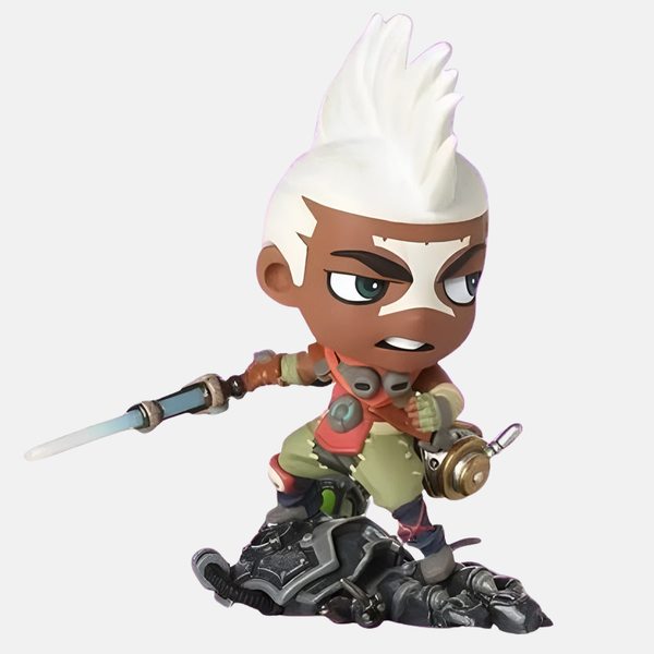 Figurine Nendoroid d'Ekko (10cm) en pose standard, tenant son arme et arborant un sourire confiant.
