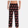 Pantalon pyjama noir pour homme avec un motif intégral de Flash McQueen et sa voiture de course rouge.