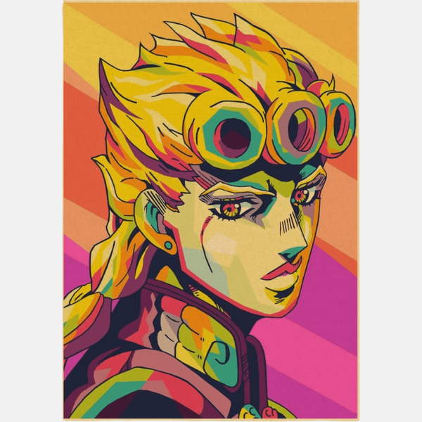 Portrait artistique et coloré de Giorno Giovanna, le protagoniste de JoJo's Bizarre Adventure Golden Wind.