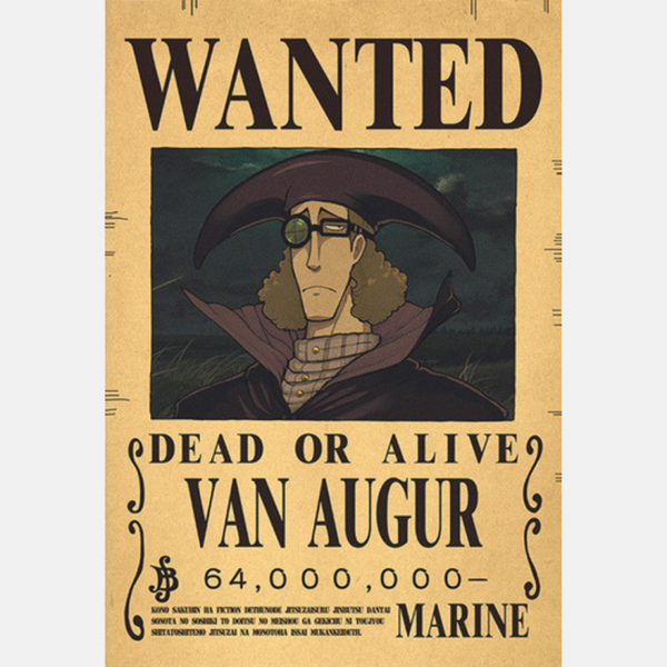 Avis de recherche de Van Augur, dit le Supersonique, sniper de l'équipage de Barbe Noire dans One Piece.