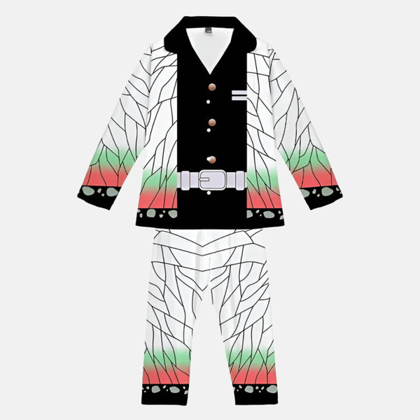 Pyjama chemise et pantalon Shinobu Kocho Demon Slayer unisexe - Motif papillon Haori