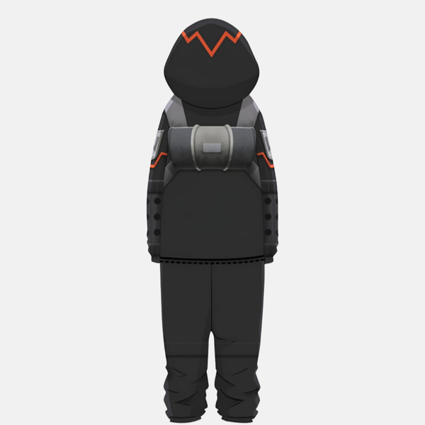 Personne portant le pyjama combinaison Bakugo WHM, montrant la coupe et le style.