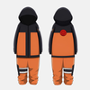 Pyjama combinaison (onesie) orange et noir inspiré de la tenue de Naruto Uzumaki dans Naruto Shippuden, vu de face avec capuche.