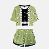 Pyjama crop top et short tanga Gyomei Himejima Demon Slayer femme - Motif vert iconique
