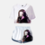 Pyjama crop top et short tanga Nezuko Kamado Demon Slayer femme - T-shirt blanc et short noir