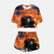 Pyjama crop top et short tanga Tanjiro Kamado Demon Slayer femme - Design flammes Hinokami Kagura