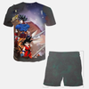Ensemble pyjama short Dragon Ball Z : T-shirt noir avec design de Goku en pleine action, short assorti.