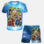 Ensemble pyjama short Dragon Ball Z : T-shirt et short avec un motif intégral des guerriers Super Saiyans (Goku, Vegeta, Gohan, etc.).
