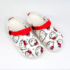 Sabots Hello Kitty blancs avec motif kawaii et bride rouge