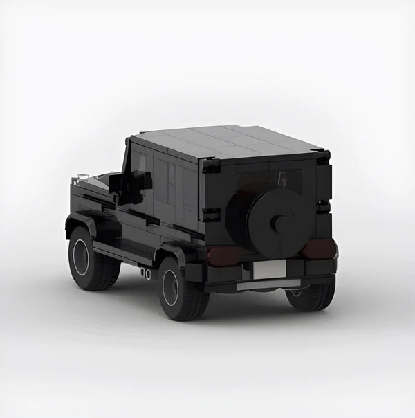 Vue avant du set de briques Mercedes Classe G63, montrant la calandre iconique.